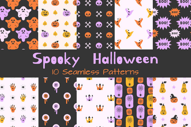 Spooky Halloween Seamless Patterns Digital Pattern Rin Green 