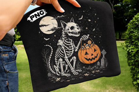 Spooky Halloween Skeleton Cat PNG Design SVG DesignDestine 