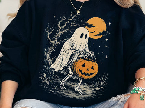 Spooky Halloween Skeleton Ghost PNG SVG DesignDestine 