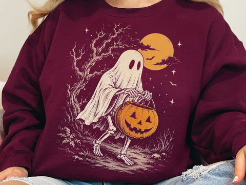 Spooky Halloween Skeleton Ghost PNG SVG DesignDestine 