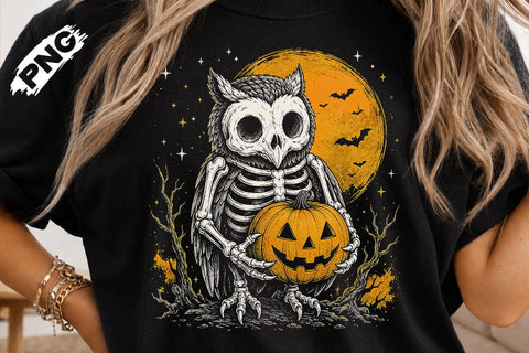 Spooky Halloween Skeleton Owl PNG Design SVG DesignDestine 