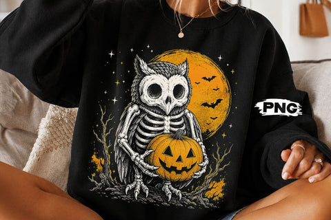 Spooky Halloween Skeleton Owl PNG Design SVG DesignDestine 