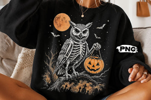 Spooky Halloween Skeleton Owl PNG Design SVG DesignDestine 