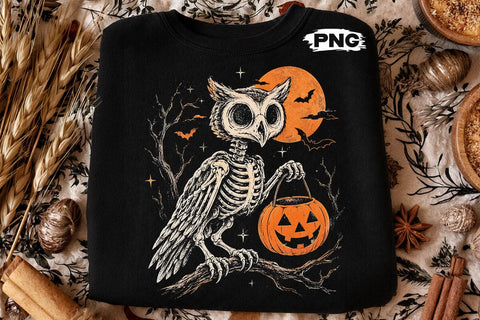 Spooky Halloween Skeleton Owl PNG Design SVG DesignDestine 