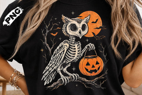 Spooky Halloween Skeleton Owl PNG Design SVG DesignDestine 