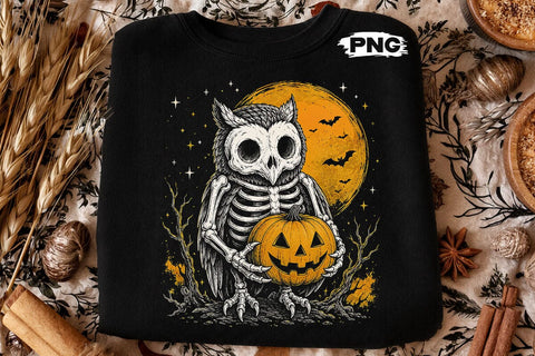 Spooky Halloween Skeleton Owl PNG Design SVG DesignDestine 