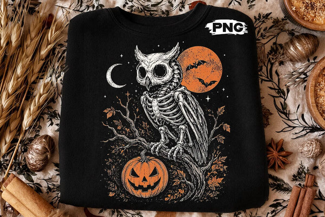 Spooky Halloween Skeleton Owl PNG Design SVG DesignDestine 