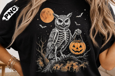 Spooky Halloween Skeleton Owl PNG Design SVG DesignDestine 