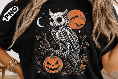 Spooky Halloween Skeleton Owl PNG Design SVG DesignDestine 