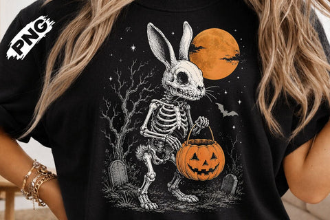 Spooky Halloween Skeleton Rabbit PNG SVG DesignDestine 