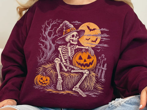 Spooky Halloween Skeleton Witch Pumpkin PNG SVG DesignDestine 