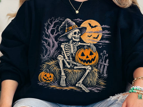 Spooky Halloween Skeleton Witch Pumpkin PNG SVG DesignDestine 