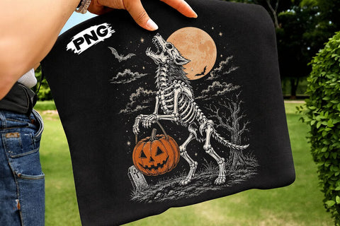 Spooky Halloween Skeleton Wolf PNG Design SVG DesignDestine 
