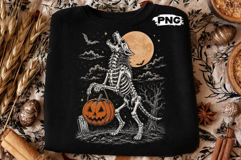 Spooky Halloween Skeleton Wolf PNG Design SVG DesignDestine 