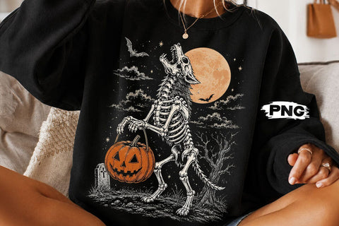 Spooky Halloween Skeleton Wolf PNG Design SVG DesignDestine 