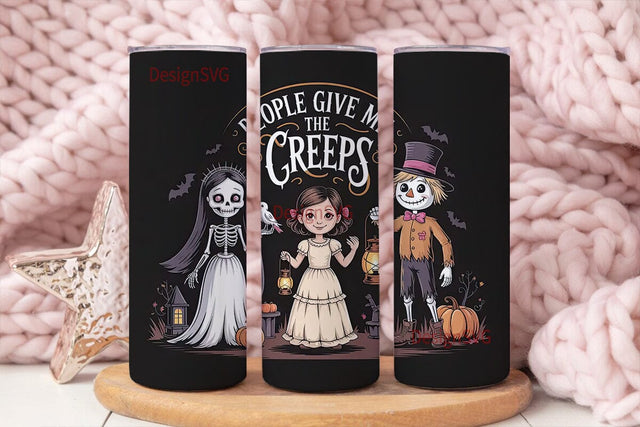 Spooky Halloween Trio 20oz Tumbler Wrap Sublimation DesignSVG 