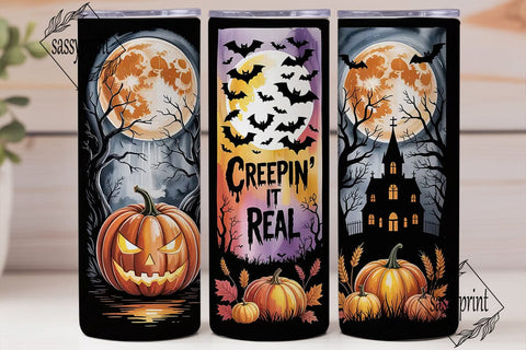 Spooky Halloween Trio 20oz Tumbler Wrap Sublimation sassyprint 