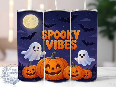 Spooky Halloween Vibes 20oz Tumbler, Spooky Vibes, Halloween Design, 20oz Wrap, Festive Pattern, Creepy Style, Sublimation Tumbler, Autumn Aesthetic Sublimation ToriDesigns 