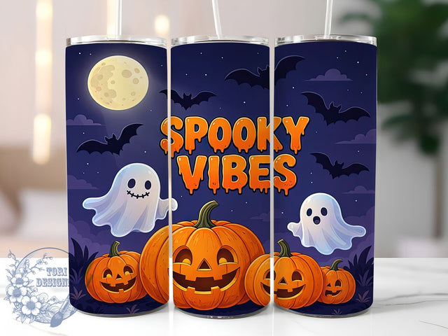 Spooky Halloween Vibes 20oz Tumbler, Spooky Vibes, Halloween Design, 20oz Wrap, Festive Pattern, Creepy Style, Sublimation Tumbler, Autumn Aesthetic Sublimation ToriDesigns 