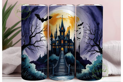 Spooky Haunted Castle 20oz Tumbler Wrap Sublimation PixelChick 