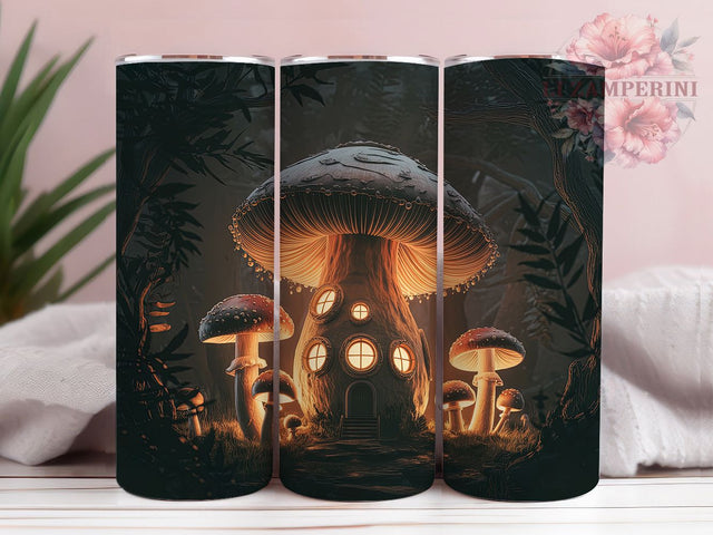 Spooky Haunted Forest Mushroom Tumbler Wrap, Fairytale Tumbler Wrap, 20Oz Sublimation Design, Haunted Forest Cup, Gothic Mushroom Drinkware, Dark Fantasy Wrap, Halloween Coffee Tumbler Sublimation Li Zamperini 