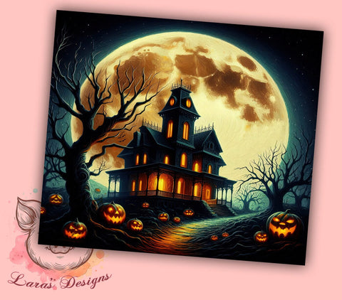 Spooky Haunted House 20oz Tumbler Png, Straight & Tapered Tumbler Png, Halloween Tumbler Png, Digital Download PNG Sublimation Lara' s Designs 