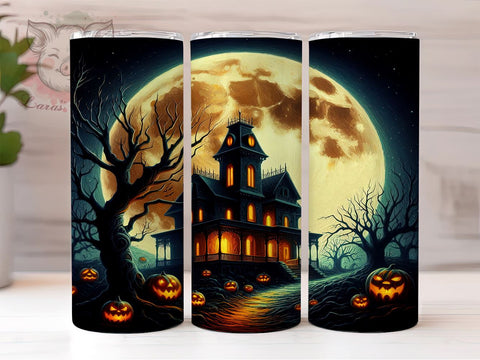 Spooky Haunted House 20oz Tumbler Png, Straight & Tapered Tumbler Png, Halloween Tumbler Png, Digital Download PNG Sublimation Lara' s Designs 