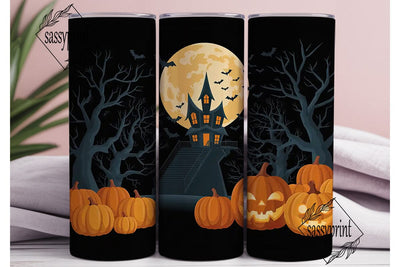 Spooky Haunted House 20oz Tumbler Wrap Sublimation sassyprint 