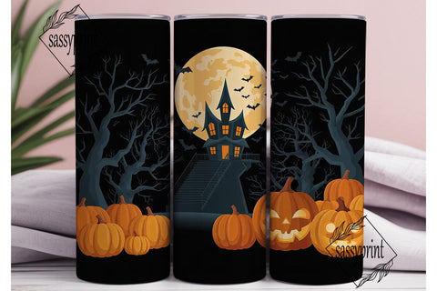 Spooky Haunted House 20oz Tumbler Wrap Sublimation sassyprint 