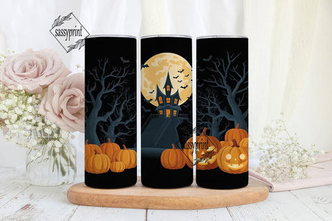 Spooky Haunted House 20oz Tumbler Wrap Sublimation sassyprint 
