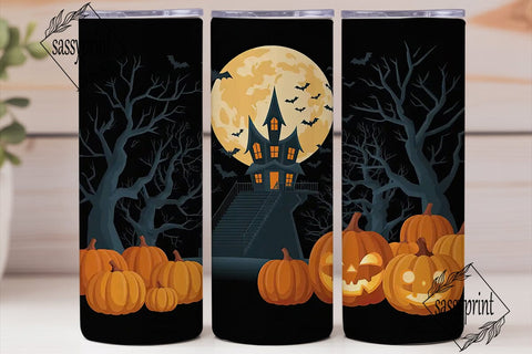 Spooky Haunted House 20oz Tumbler Wrap Sublimation sassyprint 