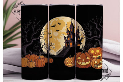 Spooky Haunted House 20oz Tumbler Wrap Sublimation sassyprint 