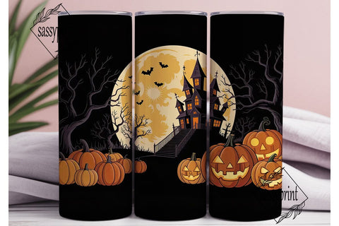 Spooky Haunted House 20oz Tumbler Wrap Sublimation sassyprint 
