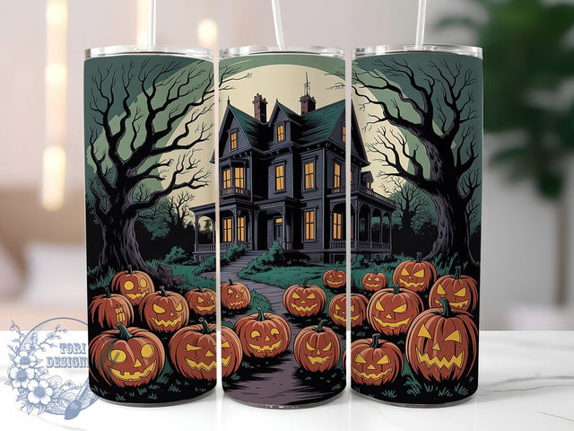 Spooky Haunted House Halloween Tumbler, Spooky Fall Wrap, 20oz Tumbler Sublimation, Halloween Night Design, Creepy Autumn Sublimation, Ghostly Mansion Tumbler, Trick or Treat Wrap Sublimation ToriDesigns 