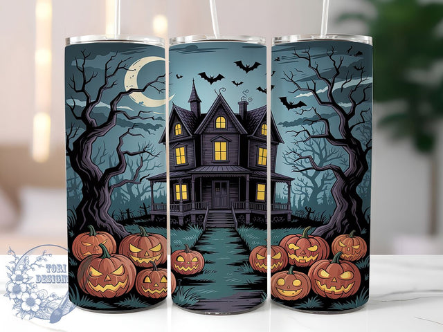Spooky Haunted House Halloween Tumbler, Spooky Fall Wrap, 20oz Tumbler Sublimation, Halloween Night Design, Creepy Autumn Sublimation, Ghostly Mansion Tumbler, Trick or Treat Wrap Sublimation ToriDesigns 