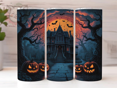 Spooky Haunted House Halloween Tumbler, Spooky Wrap, Halloween Tumbler, 20Oz Tumbler, Sublimation Design, Ghost Mansion, Creepy Vibes Sublimation Lara' s Designs 