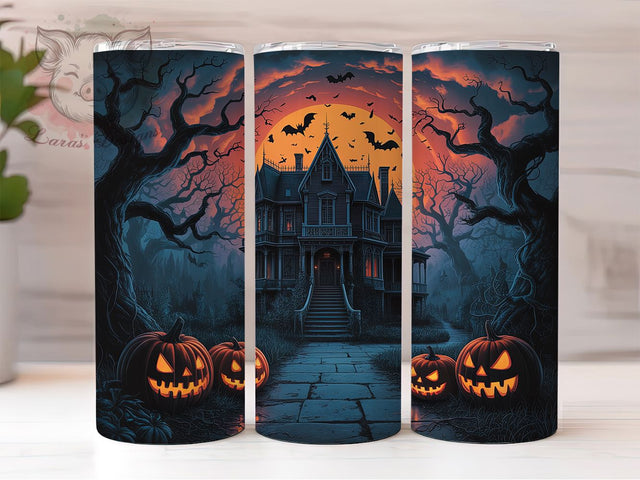 Spooky Haunted House Halloween Tumbler, Spooky Wrap, Halloween Tumbler, 20Oz Tumbler, Sublimation Design, Ghost Mansion, Creepy Vibes Sublimation Lara' s Designs 