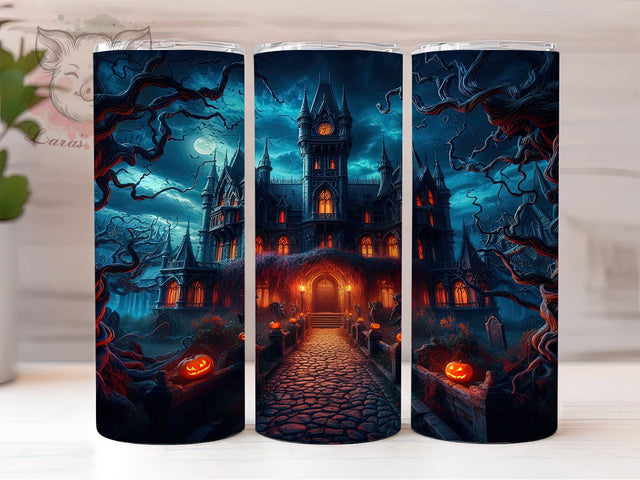 Spooky Haunted House Halloween Tumbler, Spooky Wrap, Halloween Tumbler, 20Oz Tumbler, Sublimation Design, Ghost Mansion, Creepy Vibes Sublimation Lara' s Designs 
