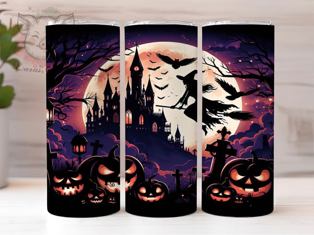 Spooky Haunted House Halloween Witch Tumbler, Halloween Witch Wrap, Spooky House Cup, 20Oz Sublimation Design, Autumn Witch Drinkware, Fall Halloween Mug, Kawaii Haunted Tumbler Sublimation Lara' s Designs 