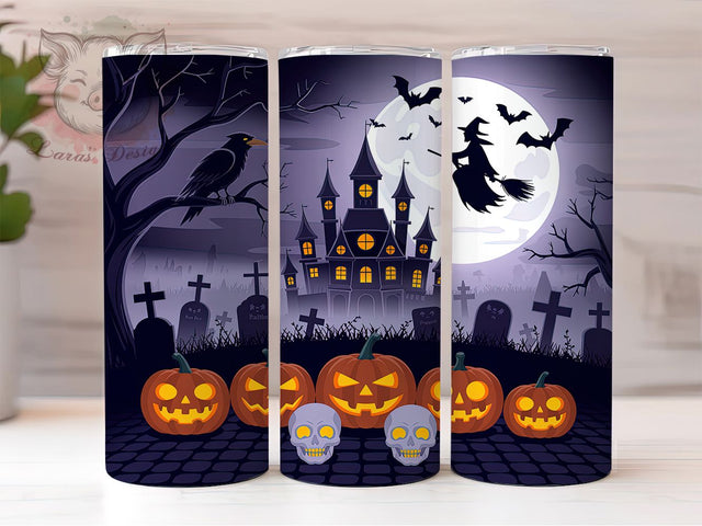Spooky Haunted House Halloween Witch Tumbler, Halloween Witch Wrap, Spooky House Cup, 20Oz Sublimation Design, Autumn Witch Drinkware, Fall Halloween Mug, Kawaii Haunted Tumbler Sublimation Lara' s Designs 
