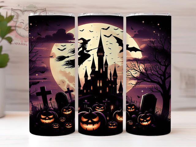 Spooky Haunted House Halloween Witch Tumbler, Halloween Witch Wrap, Spooky House Cup, 20Oz Sublimation Design, Autumn Witch Drinkware, Fall Halloween Mug, Kawaii Haunted Tumbler Sublimation Lara' s Designs 