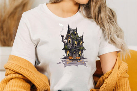 Spooky haunted house with glowing window Sublimation Clipart Sublimation SVGArt 
