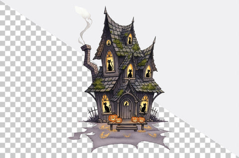 Spooky haunted house with glowing window Sublimation Clipart Sublimation SVGArt 