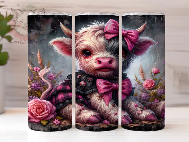 Spooky Highland Cow 20 oz Skinny Tumbler Sublimation Design, Straight & Tapered Tumbler Png, Spooky Season Tumbler Png, Digital Download PNG Sublimation Lara' s Designs 