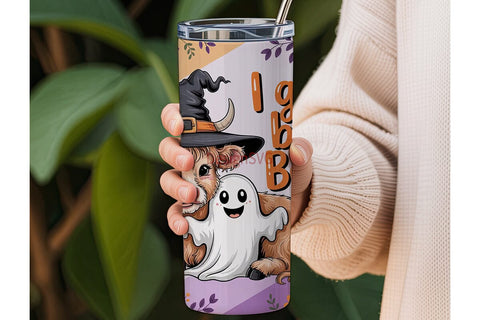 Spooky Highland Cow 20oz Tumbler Wrap Sublimation DesignSVG 