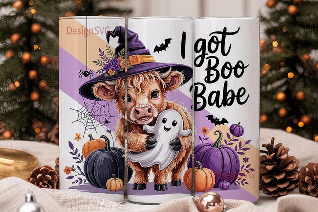 Spooky Highland Cow 20oz Tumbler Wrap Sublimation DesignSVG 