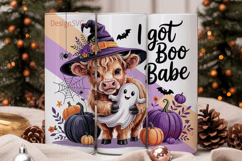 Spooky Highland Cow 20oz Tumbler Wrap Sublimation DesignSVG 