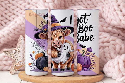 Spooky Highland Cow 20oz Tumbler Wrap Sublimation DesignSVG 