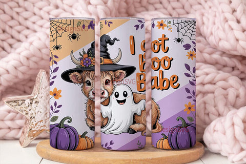 Spooky Highland Cow 20oz Tumbler Wrap Sublimation DesignSVG 