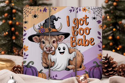Spooky Highland Cow 20oz Tumbler Wrap Sublimation DesignSVG 